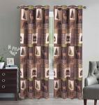 Rustic Modern Farmhouse Cabin Lodge Window Thermal Grommet Curtain Set With Patchwork Of Western Wildlife Grizzly Bears Deer And
