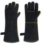Pair Thickened Leather Heat Resistant Gloves For Braai Welding Outdoor