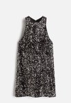 Sequined Sleeveless Dress - Silver-coloured