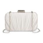 Silver Pleated Evening Clutch Bag