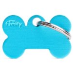 Myfamily Small Bone Pet Id Tag - Aluminium Light Blue Waggs Online Pet Shop