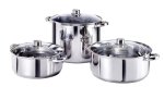 Salton 6-PIECE Stainless Steel Cookware Set -induction Ready Tempered Glass Lids