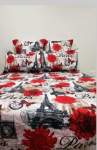 Smte 5 Piece Quilt Set Red Effel Tower Bedspread Set With Keychain