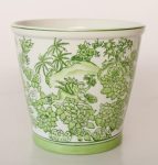 Ceraceramic Planter – Lime Floral Design – 22X23CM