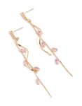 Goldair Gold Pink Diamante Swirl Vine Drop Earrings