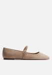 Mary Jane Ballet Pumps - Greige