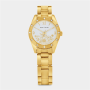 Gold Plated White Flower Dial Bracelet Watch