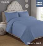 Simon Baker Paisley Bedspread French Blue Various Sizes - Three Quarter - 180CM X 250CM + 1 Pillowcase 50CM X 70CM + 5CM