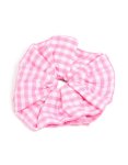 Pink & White Gingham Fabric Ruffled Scrunchie