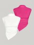 2 Pack Ruched Hanky Hem T-Shirt Elegant Cap Sleeve T-Shirt For Spring & Summer Women's Clothing