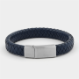Stainless Steel & Blue Leather Men's Bracelet