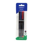 Marlin Precision Fineliner 3'S Assorted - Black blue red Pack Of 12