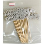 MINI Happy Birthday Silver Glitter CupCake Toppers