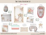 Cot Duvet Bedding Owl Floral Rosarium Set