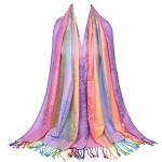 Neelamvar Fashion Colorful Flowers Jacquard Cotton Pashmina Women Wrap Shawl Tassels Scarves 75" X 27.5" THM08-04