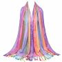Neelamvar Fashion Colorful Flowers Jacquard Cotton Pashmina Women Wrap Shawl Tassels Scarves 75" X 27.5" THM08-04