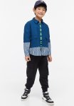 Oversized Poplin Overshirt - Dark Blue striped