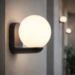 Modern Globe Bathroom Wall Light Black |brass Chrome White - Satin Chrome