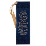 Faux Leather Bookmark - I Know The Plans I Have For You Navy