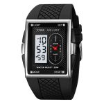 Skmei Black And Silver Dual Display Watch With Silicone Strap