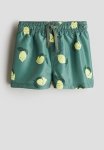 Patterned Swim Shorts - Green Lemons