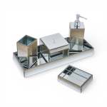 5 Piece Glitter Bathroom Set Gold