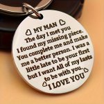 'my Man' Love Keychain For Men Romantic Engraved Stainless Steel Circle Charm Keychain Couples Gift For Husband Or Boyfriend Ann