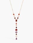 Goldair Gold Red & Purple Cubic Zirconia Mismatched Shaped Necklace