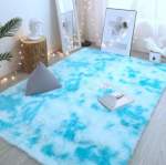 Smte Fluffy Carpet Blue Shaggy & Foldable Rug Green Sky Blue 200 X 150 With Keychain