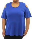 Ladies Plain COLD SHOULDER Top - 60 Cobalt