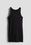 Ribbed Jersey Dress - Black