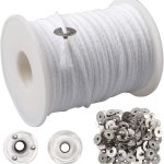 200 Feet Candle Wicks Roll 24 Ply Braided Candle Wicks Natural Cotton Candle Wick Core Spool And 100PCS Metal Candle Wick Sustai