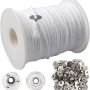 200 Feet Candle Wicks Roll 24 Ply Braided Candle Wicks Natural Cotton Candle Wick Core Spool And 100PCS Metal Candle Wick Sustainer Tabs For