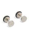 Mens Waterproof Stainless Steel Round Cubic Zirconia Flat Back Studs