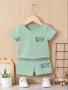 2pcs Baby Boy's Casual Crew Neck Short Sleeve "Mama's Boy" Print T-shirt & Shorts Set Baby Kid's Clothes For Summer