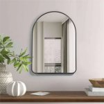 Arched Metal Wall Mirror For Bathroom And Entryway - Gold Black - Gold