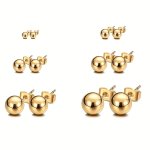 2PCS/PAIR 3-8MM Silver/black/golden/rose Golden Ball Shaped Stud Earrings Of 316L Medical Stainless Steel Hypoallergenic For Men