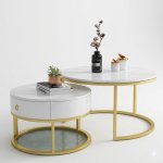 Coffee Table With Wooden Drawer And Metal Frame
