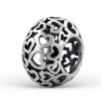 C524-C6482 - Sterling Silver Heart Barrel European Charm Bead