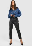 Coated High Waisted Mom Jeans - Black