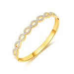 Lavara Infinity Cz Bangle Gold Stainless Steel Clip Open Bangle Length: 17CM