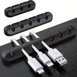 1PC 3/5/7 Slots Cable Holder Clips Cable Management Cord Organizer Clips Silicone Self Adhesive For Desktop USB Charging Cable N