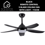 Black Remote Control 5 Blade Ceiling Fan With Light - 112CM