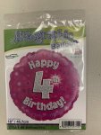 Pink Number 4 Foil Balloon