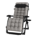 Toxiya Foldable Deck Chair Recliner Lounger Chair With Detachable Cushion - Black Gray