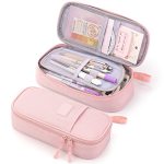 Cicimelon Durable Pencil Case Big Storage Pen Pouch Bag For School Supplies Office College Teen Girls Adults Pink