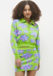 Vintage Style Fitted Crop Button Cardigan - Green Floral