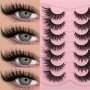 Luxurious 3D Plush False Eyelashes - Thick Fluffy & Lightweight For Beginners Reusable Self-adhesive Lashes In Various Styles C/d Curl 10-12MM/16-18MM/6-9MM