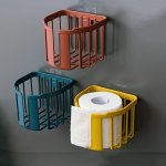 Wall-mounted Tissue Holder Non-porous Bead Design Toilet Paper Storage Rack Adhesive Bathroom & Kitchen Roll Dispenser Various Colors