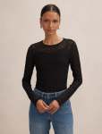 Alex Petite Lace Long Sleeve Top - 16 Black